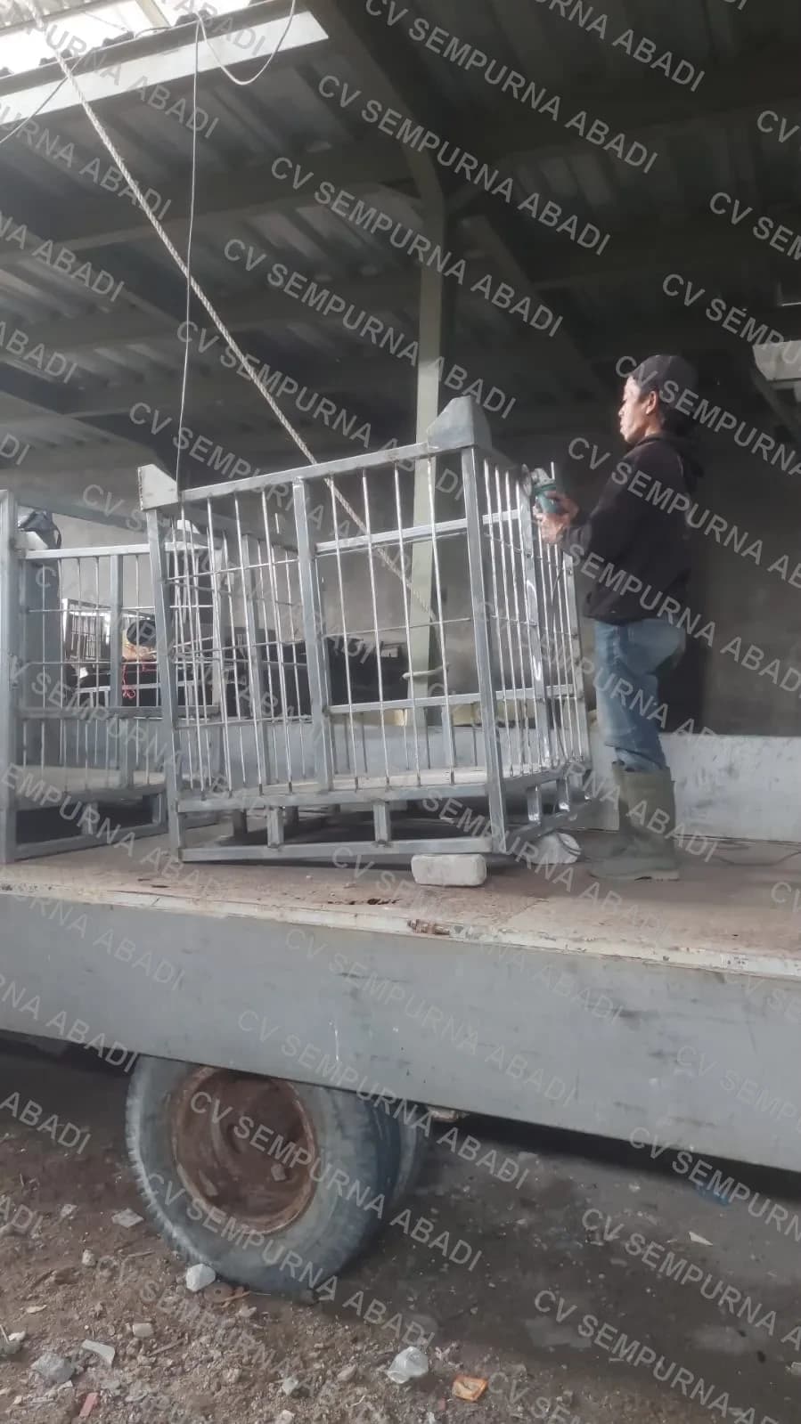 Keranjang dinaikkan ke bak truk